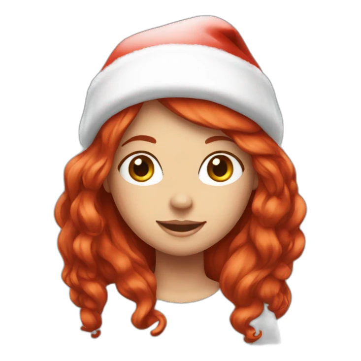 red head girl with santa hat on sticker
