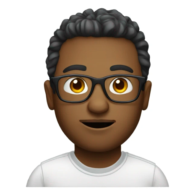 Create a man with glasses who is a programmer with a laptop sticker