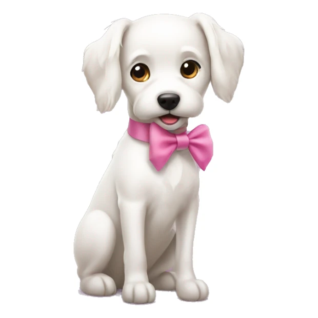 White dog with pink bow sticker