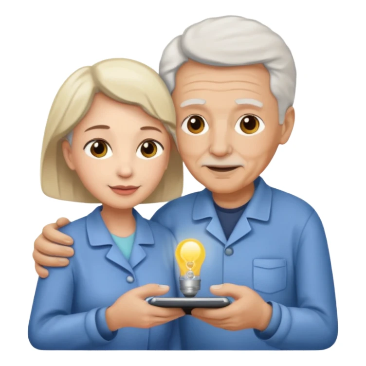 Caregiver with elderly person sticker