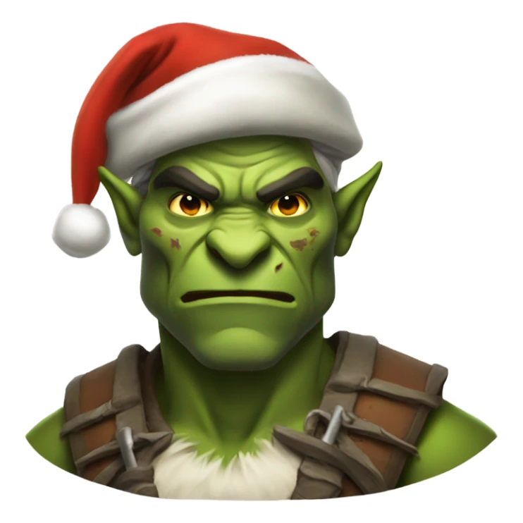 Fierce Orc ranger wearing santa hat sticker