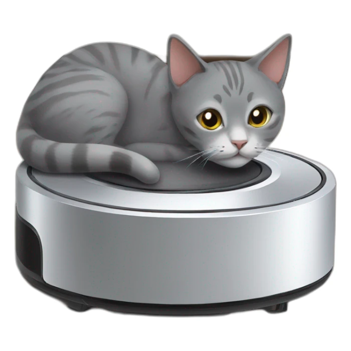 grey cat on roomba sticker