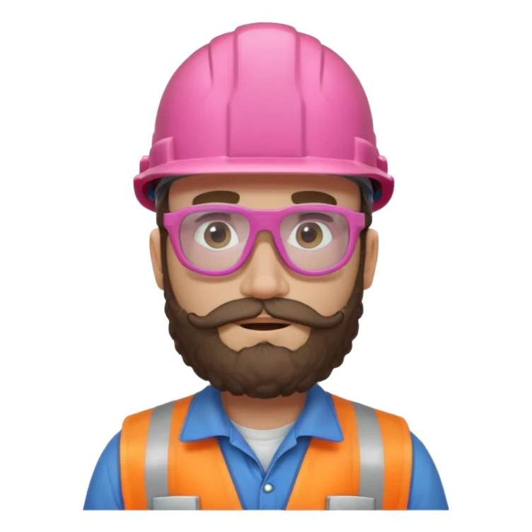 pink curly bearded consturction worker sticker