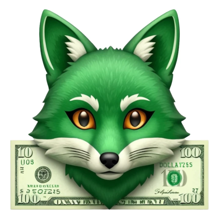 make 100 dollar bill with a fox head silhouette  sticker