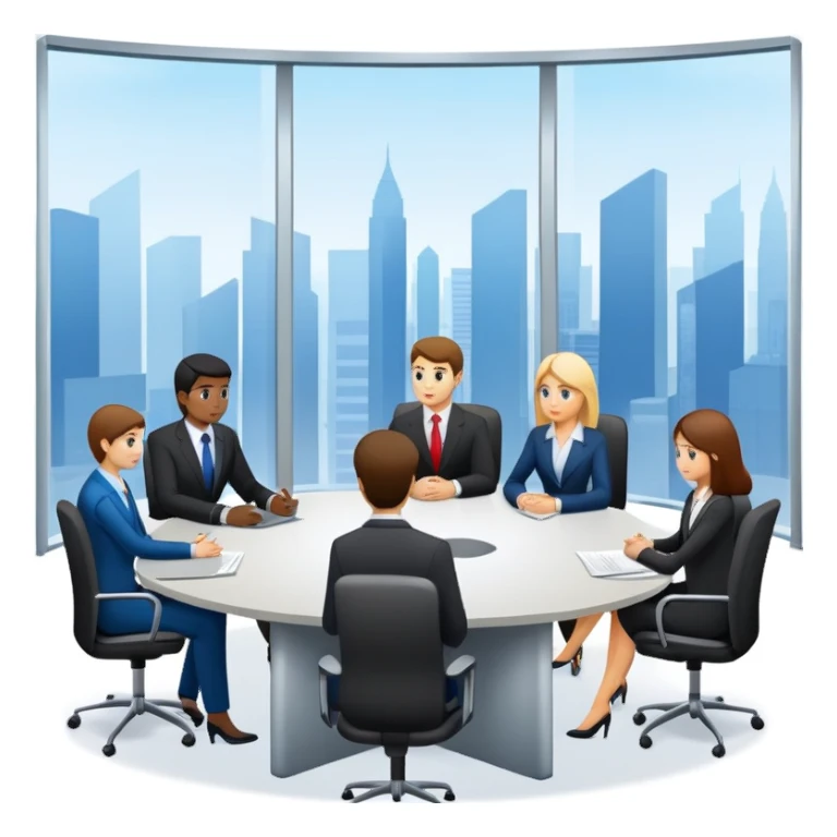 Meeting table with people sitting around it sticker
