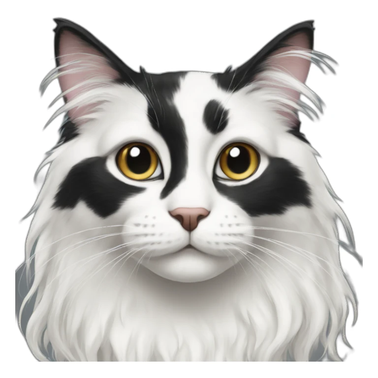 black and white cat with long hair sticker