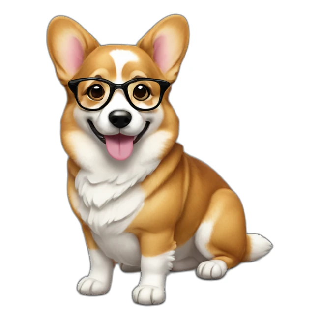 full-height sit Corgi with glasses sticker