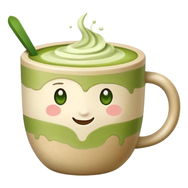 realistic Matcha latte in beige stone mug sticker