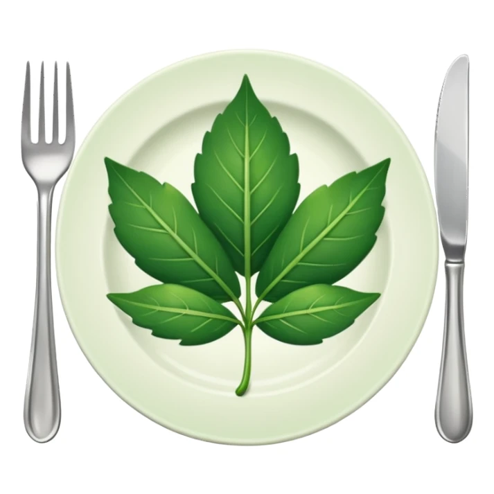 plate with a green leaf and fork sticker