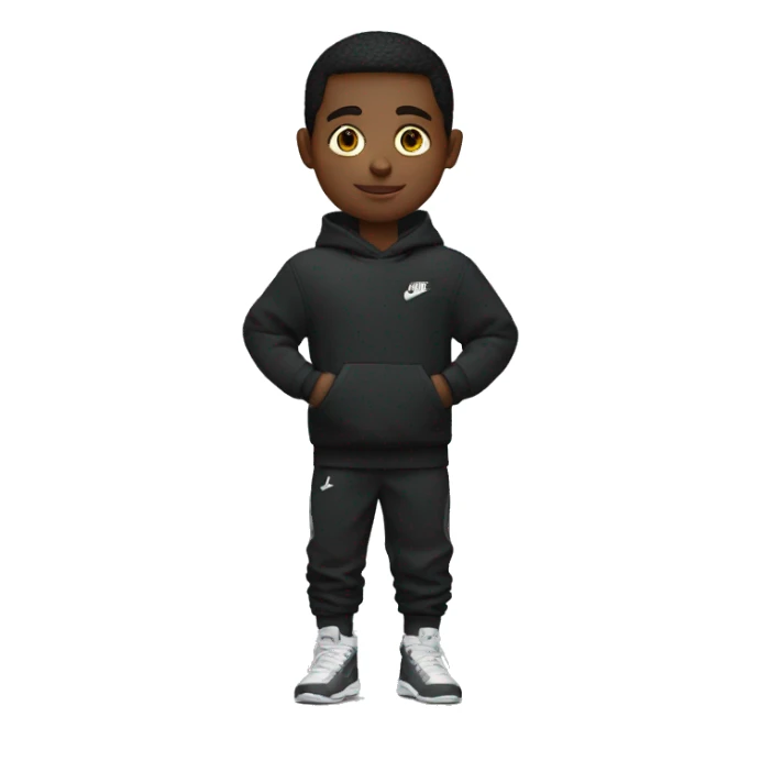 garçon noir avec un pull nike sticker