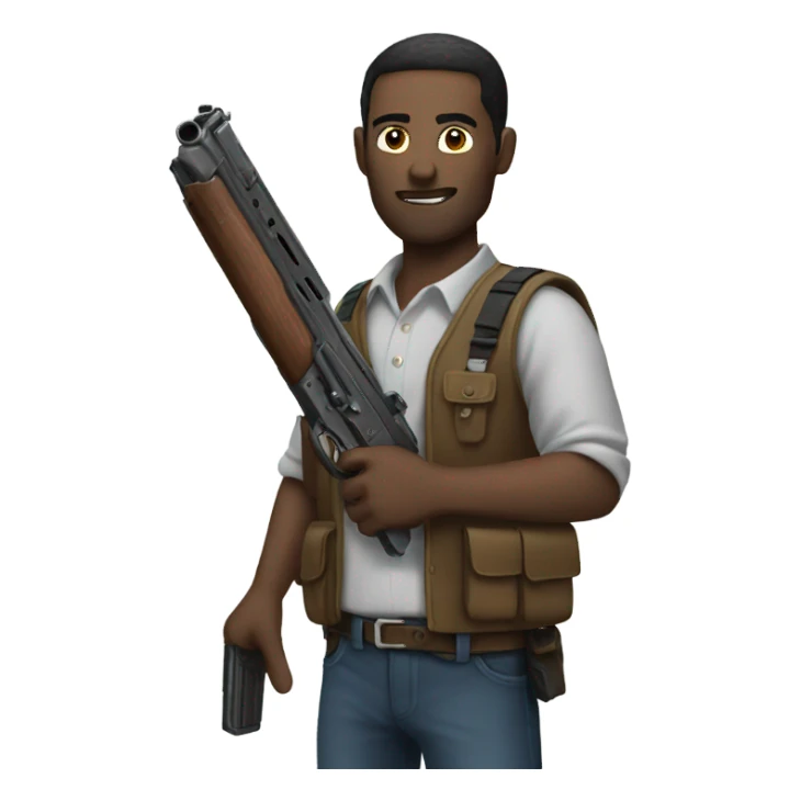 Man with gun sticker