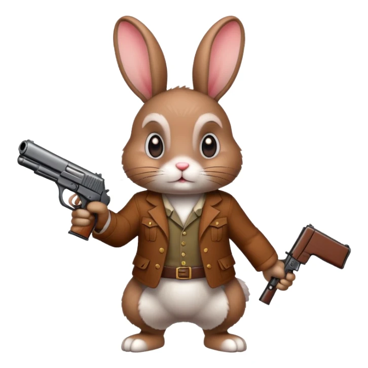 A cartoon rabbit shooting a gun sticker