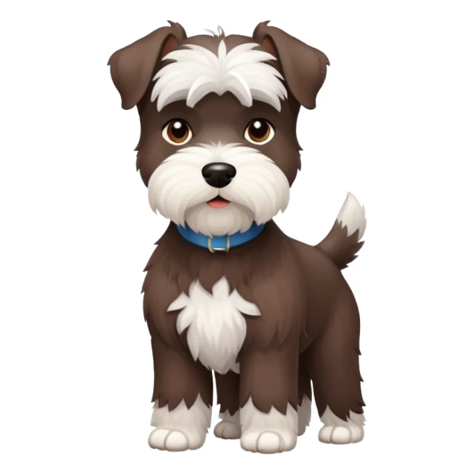 Fluffy Chocolate and white schnauzer standing sticker