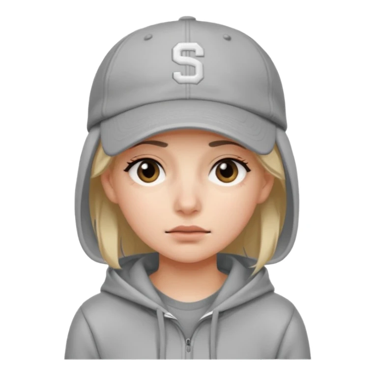 Female tech developer going back to work after christmas holidays, looking tired and wearing a hoodie and a baseballcap that says "S V T" sticker