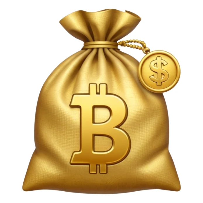 money bag with rupeee symbol sticker