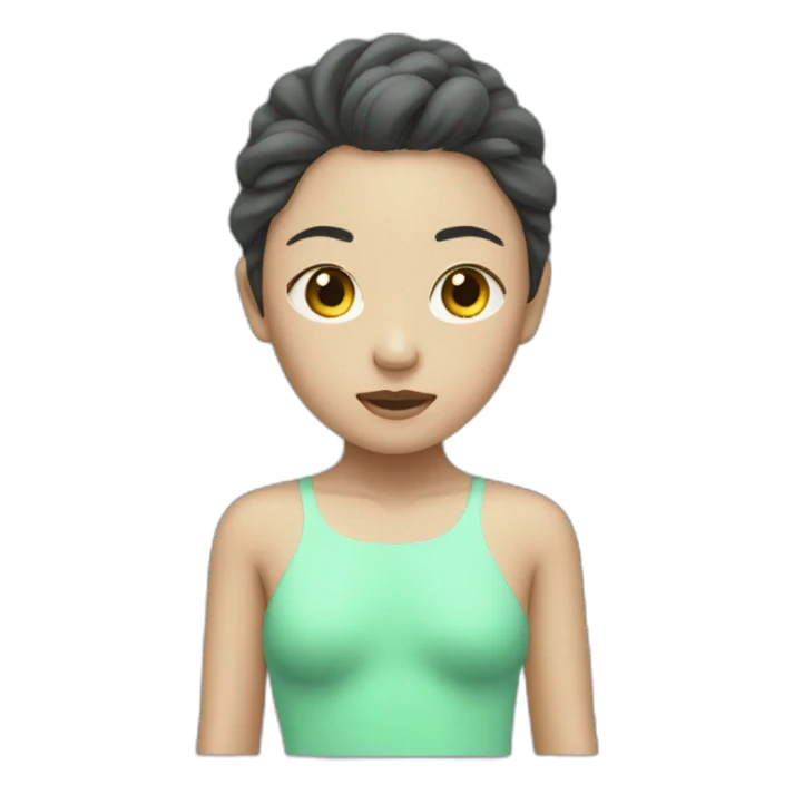 an asian girl with mint swimming suit dying sticker