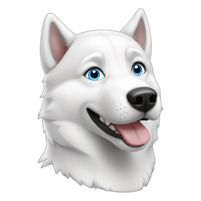 White Happy husky  blue eyes without eyebrows sticker