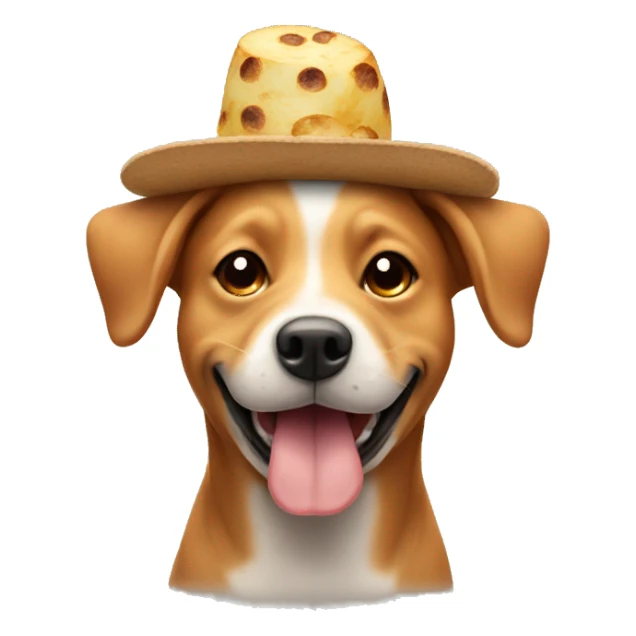 Dog smiling with a hat heating potatoes sticker