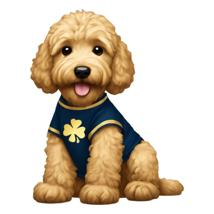 Goldendoodle with notre dame shirt sticker