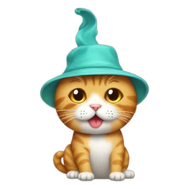 a cat wearing a diarrhea as a hat sticker