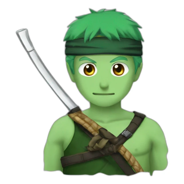 Roronoa zoro soulevant trois épées sticker