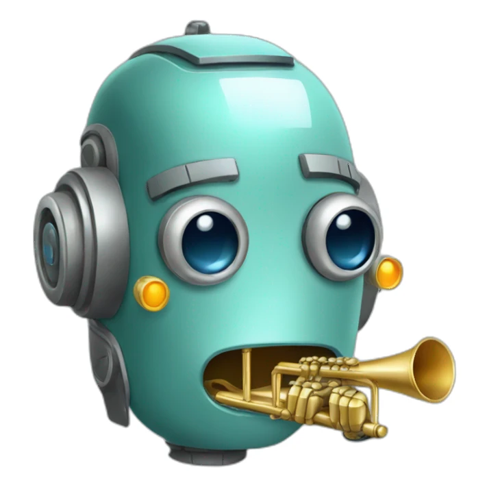 robot with party flute sticker