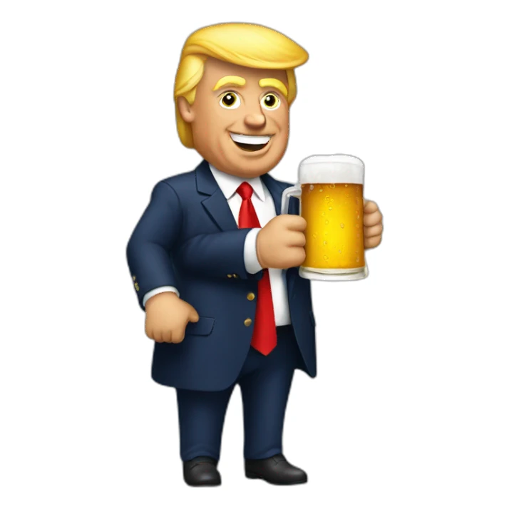 Trump with beer sticker