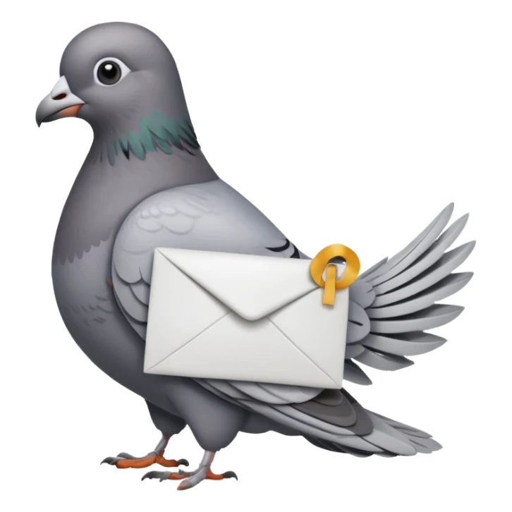 Pigeon with a letter  sticker