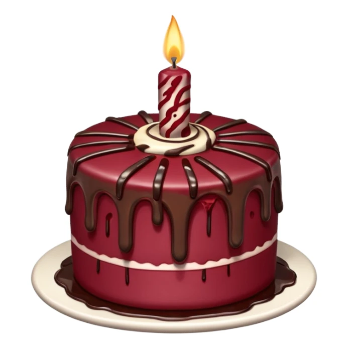 Maroon  cake with candle melting  sticker