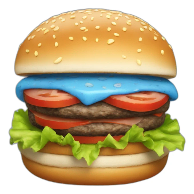 Blue burger sticker