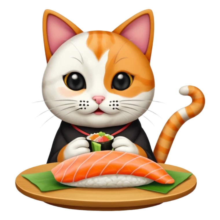 Cat eating sushi sticker
