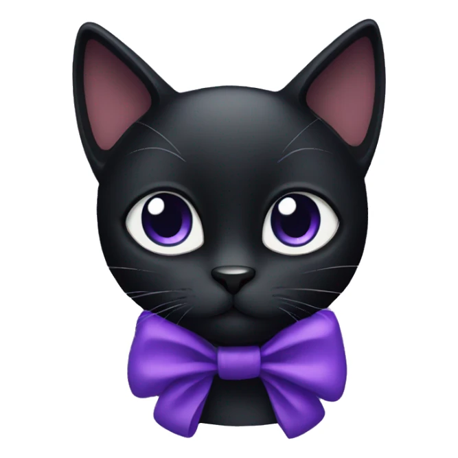 black cat with purple bow sticker