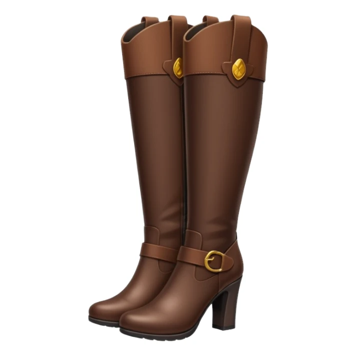 Dark brown tall leather boots with heels sticker