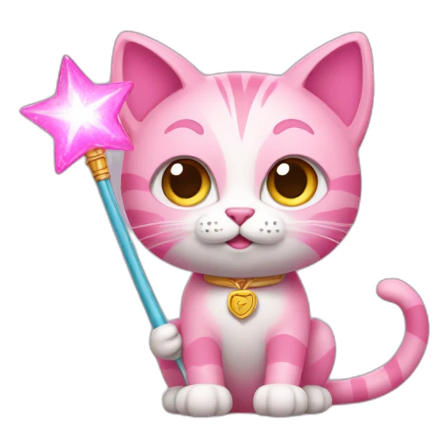 Pink Cat with a Magic Wand sticker