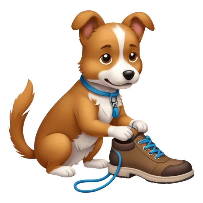 Dog tying shoe sticker