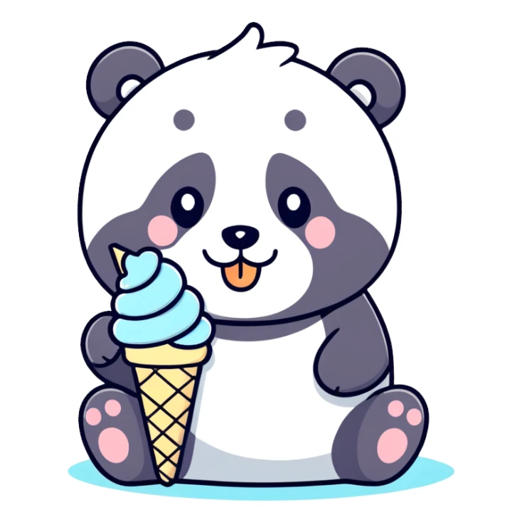 Panda eatingeeee ice cream sticker