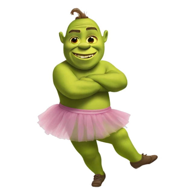Shrek wearing a tutu doing a split sticker