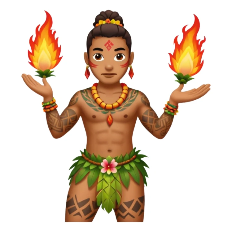 hawaiian fire dancer with tattoos sticker