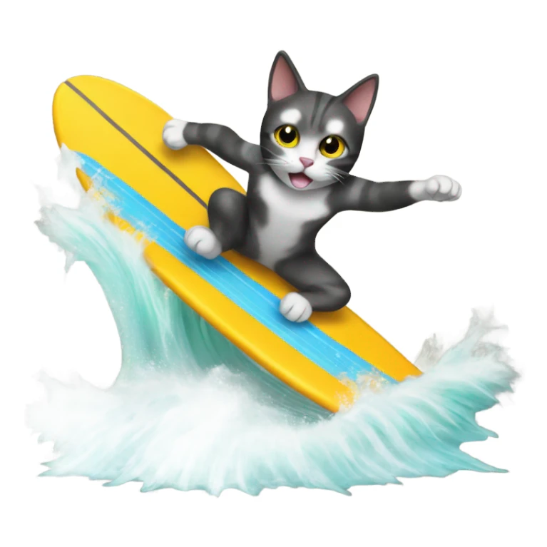 Cat surfing sticker