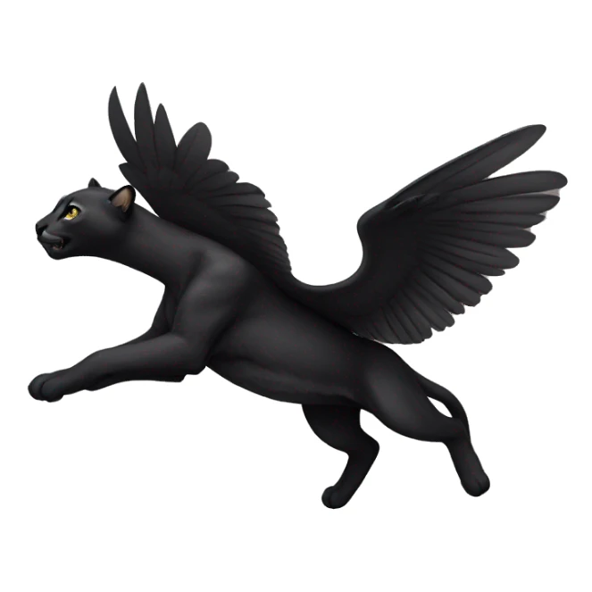 winged black puma flying sticker