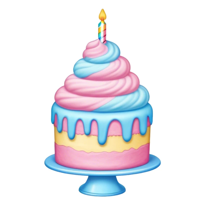 Realistic cotton candy birthday cake sticker