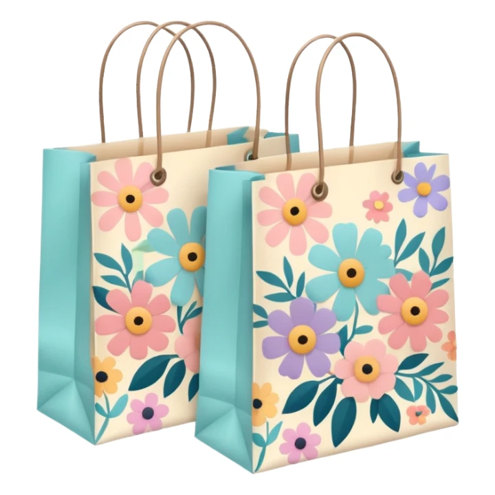 2 aesthetic shopping bag with pattern sticker