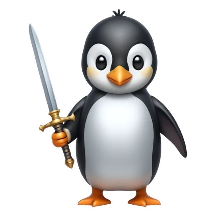 Penguin sword in hand sticker
