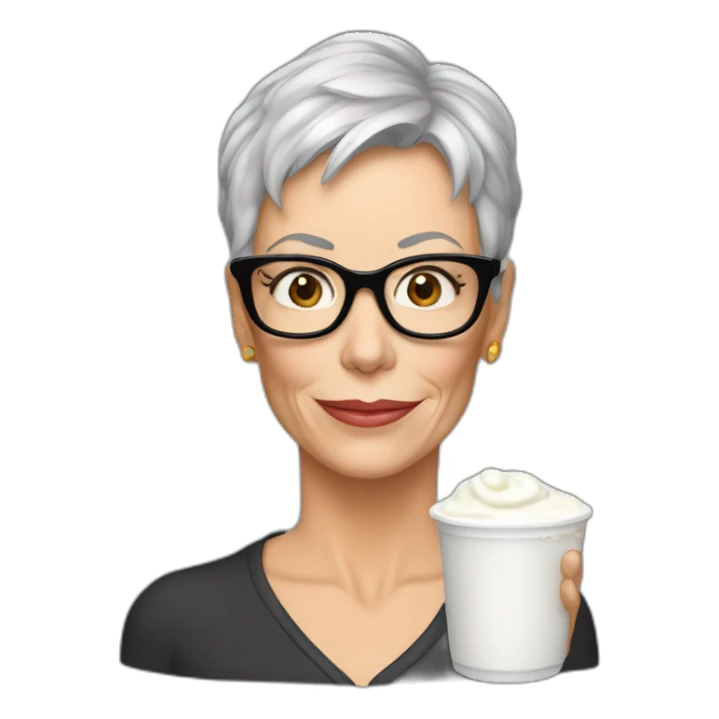 jamie lee curtis with yogurt sticker