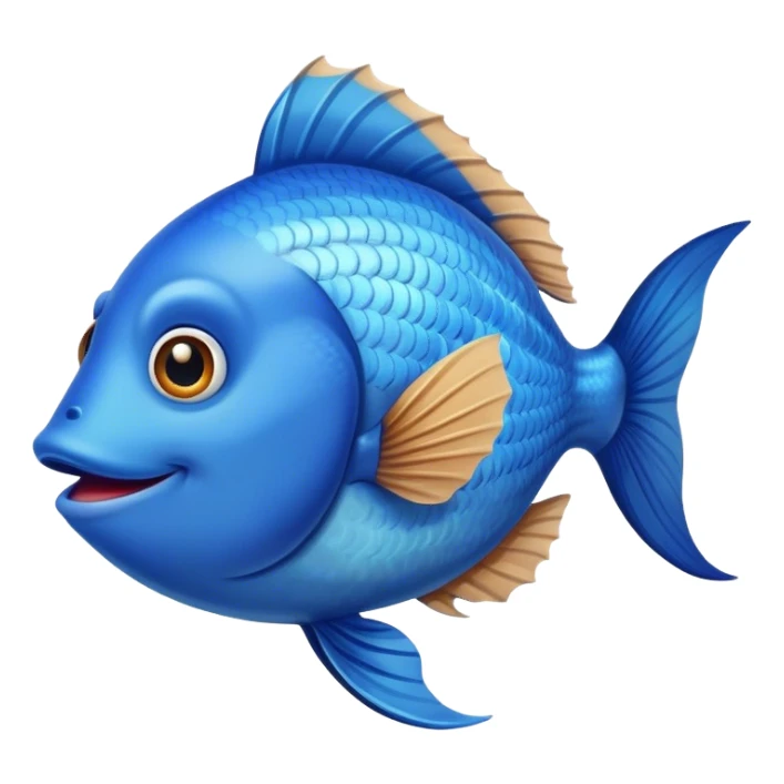 blue happy fish from the left side sticker