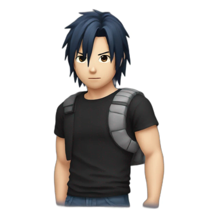 sasuke in black t shirt  sticker