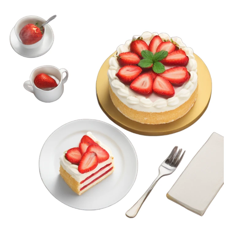 vanilla strawberry slice cake at plate and fork sticker