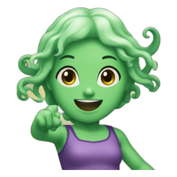 cute kraken girl cheering sticker