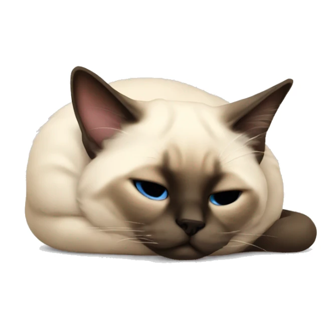fluffy siamese cat curled up sleeping sticker