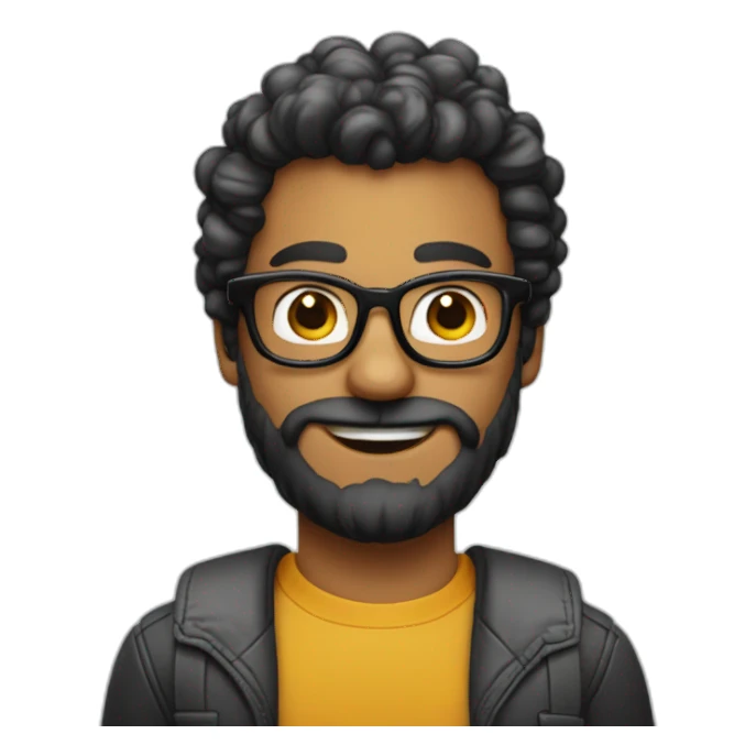 homem com cabelo e barba pretos com boina e óculos nerd. sticker